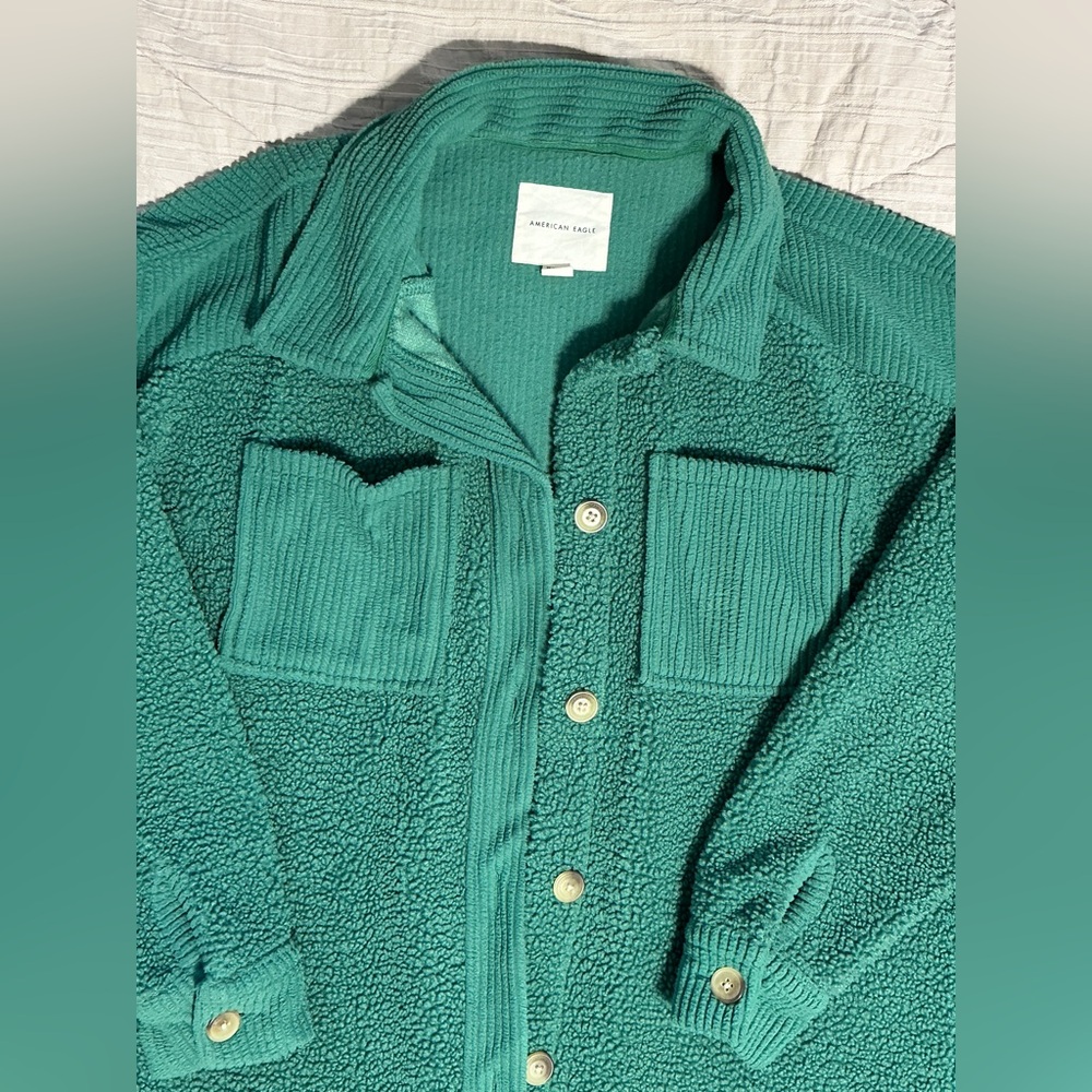 Oversized green American Eagle button up